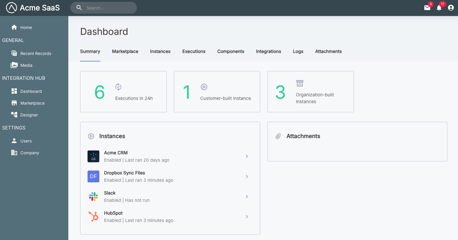 Open the customer dashboard in embedded