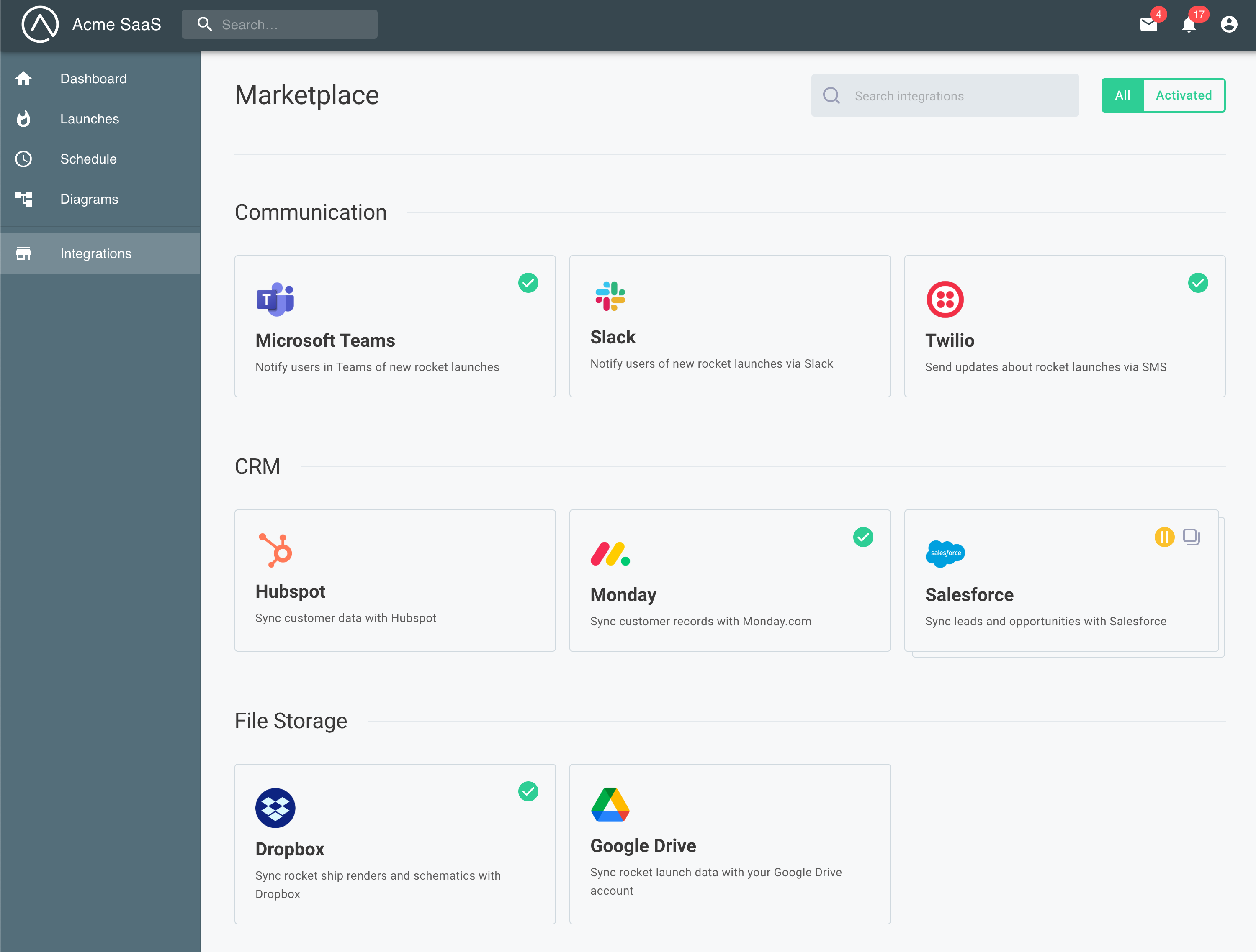 Prismatic integration marketplace embedded in your app