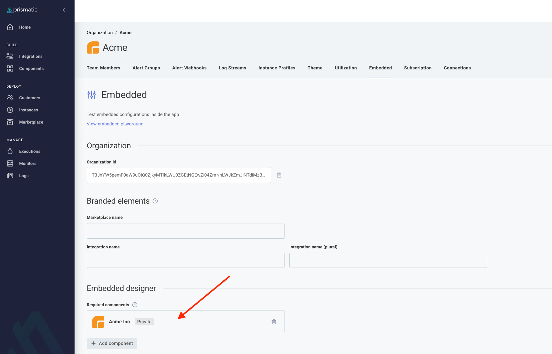 Require certain components in the embedded workflow builder