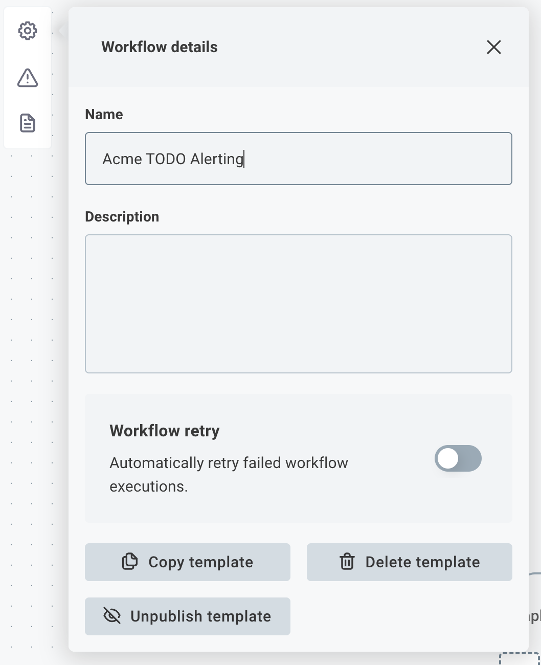 Workflow template details