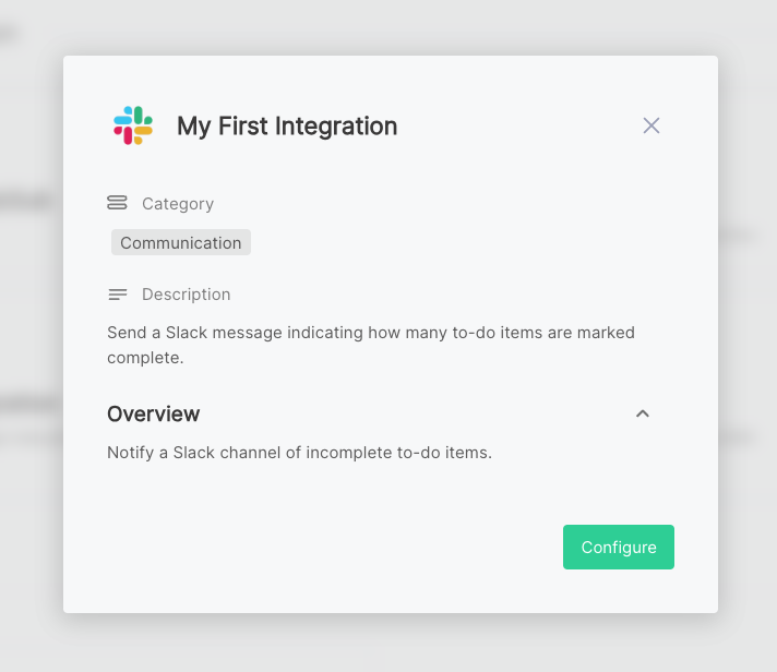 Activate integration from embedded marketplace
