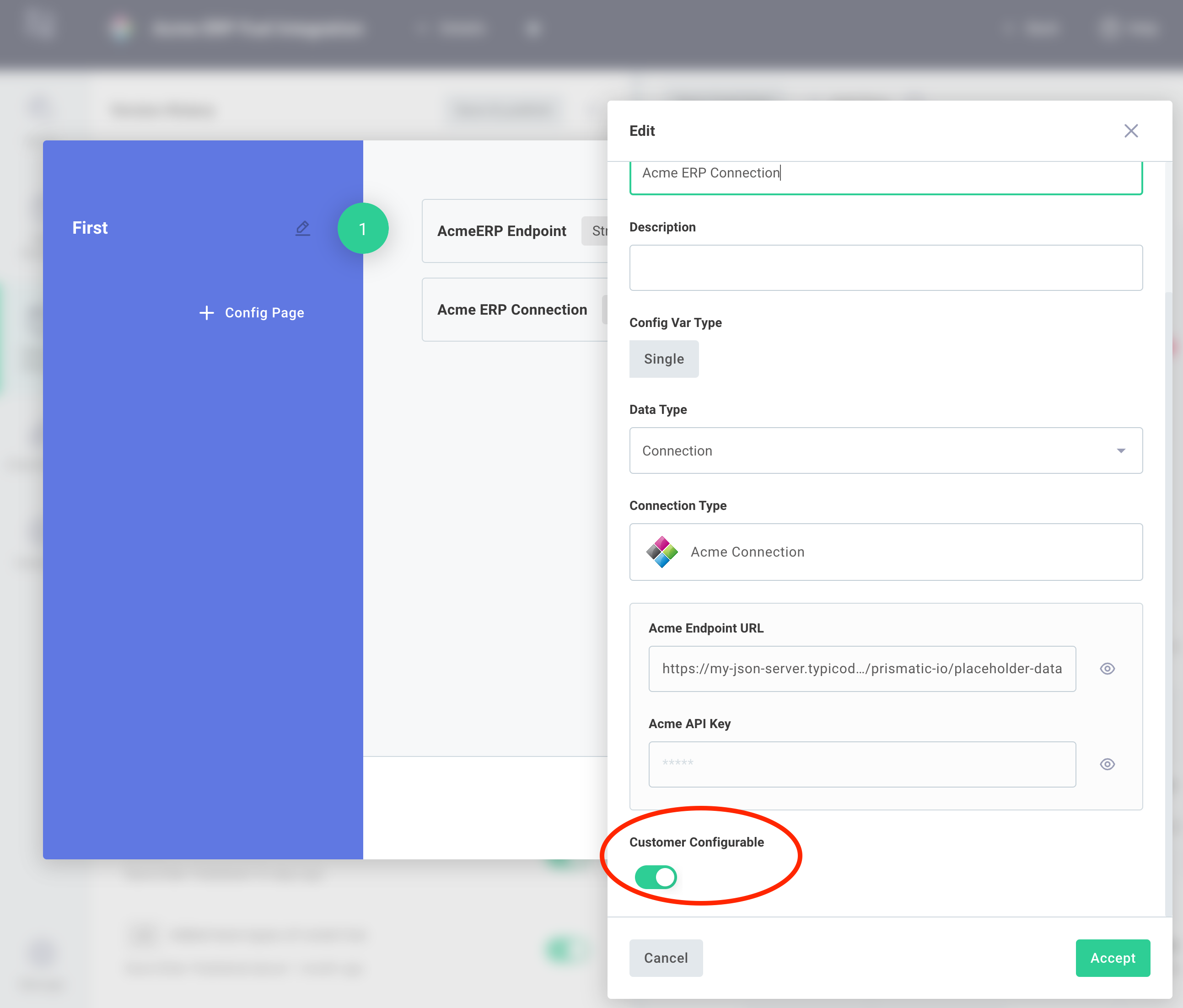 Enable config variables for customers in Prismatic app