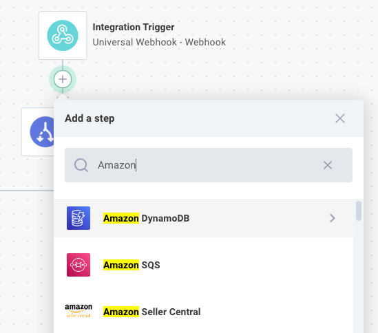 Choose component or action to add step in Prismatic app