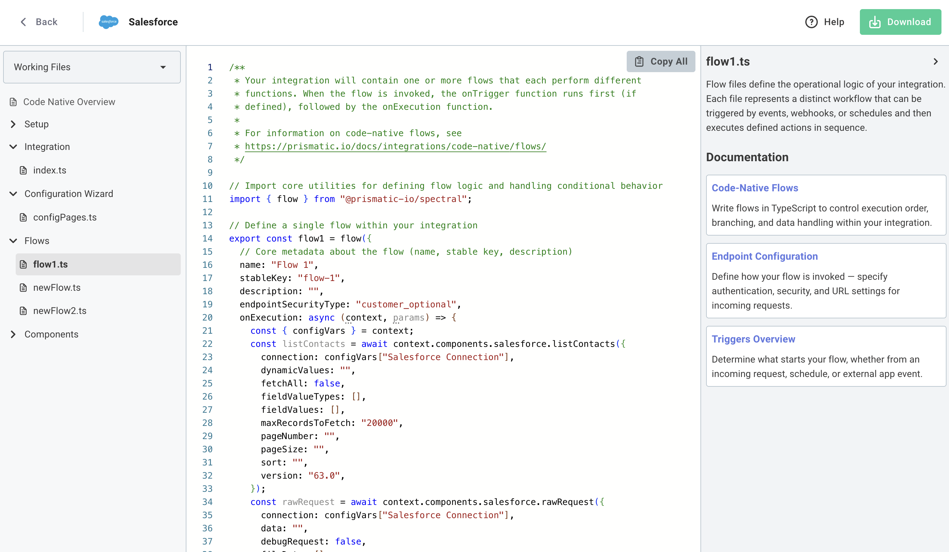 In-app convert to code modal showing generated code preview