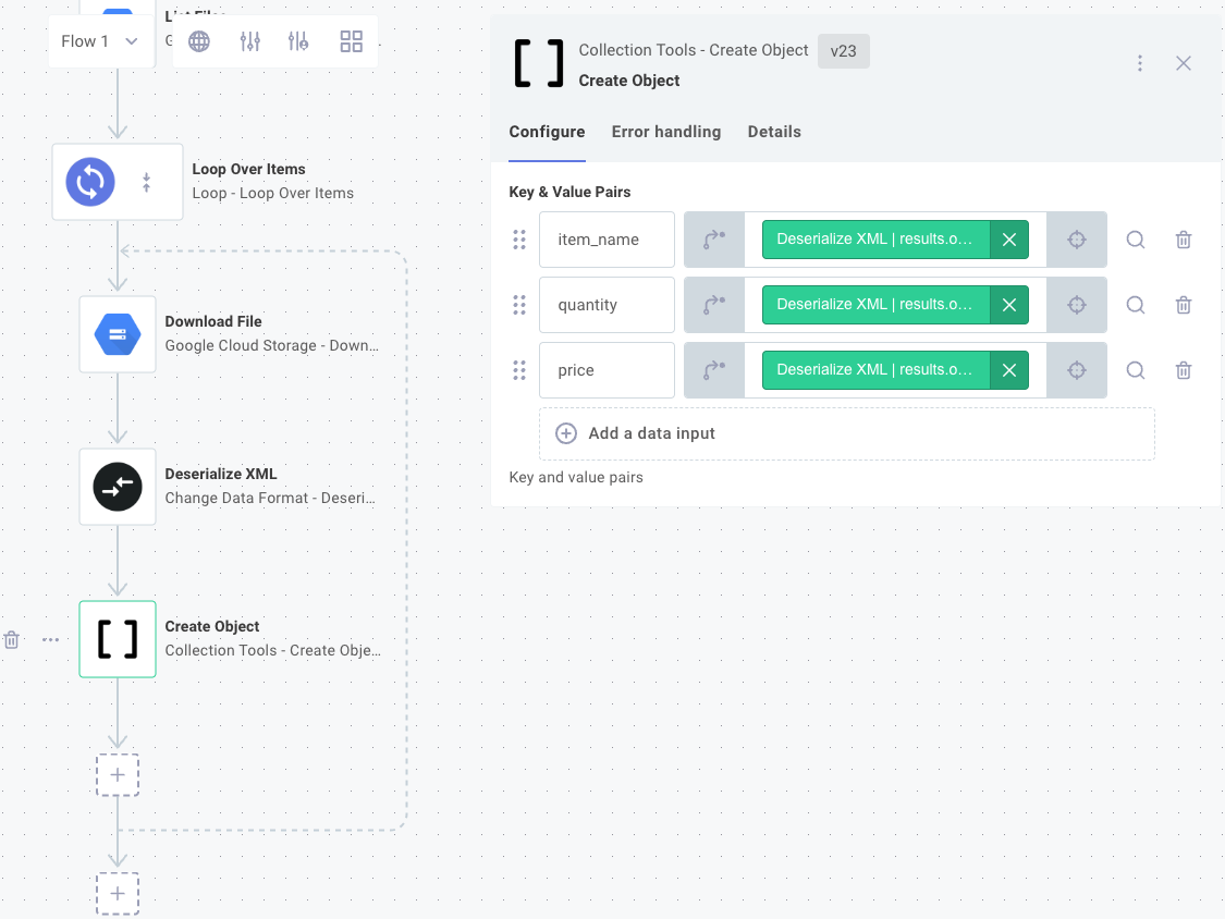 Create object inputs