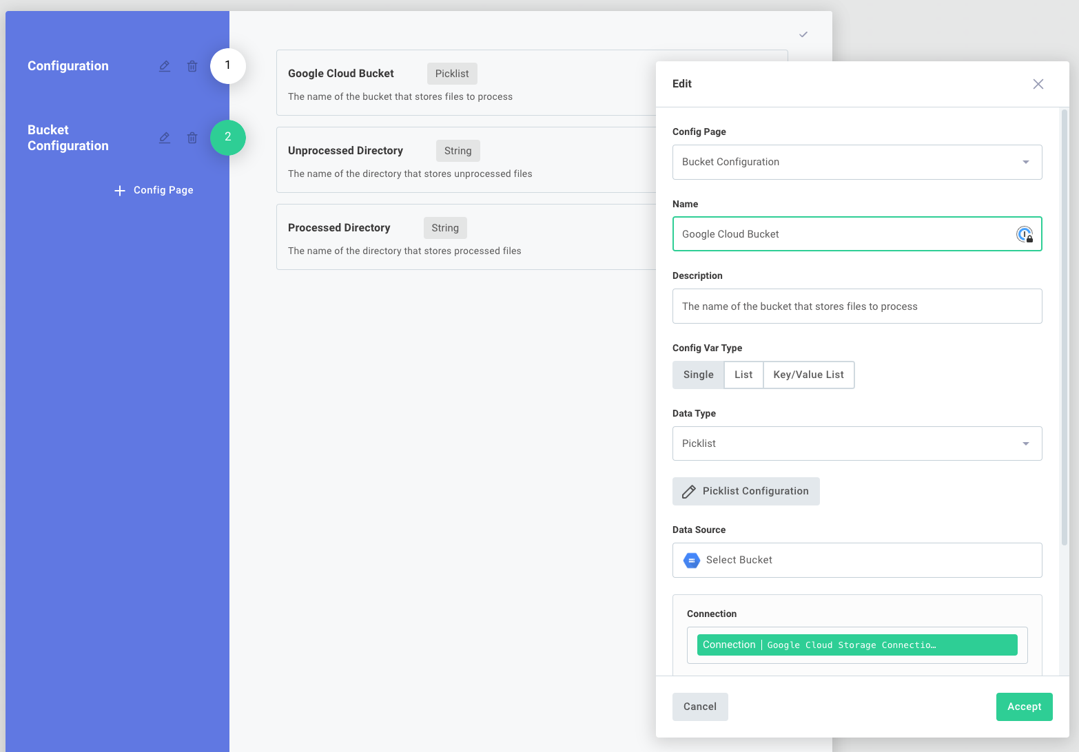 Google Cloud Storage - Select Bucket data source