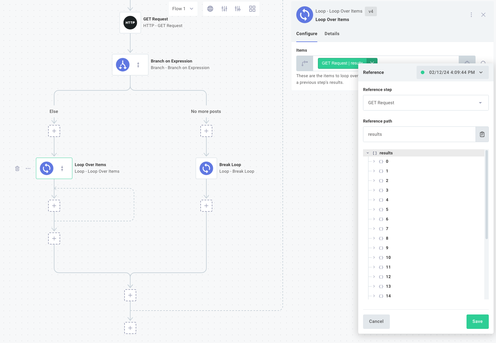 Loop Over Items in Prismatic integration designer