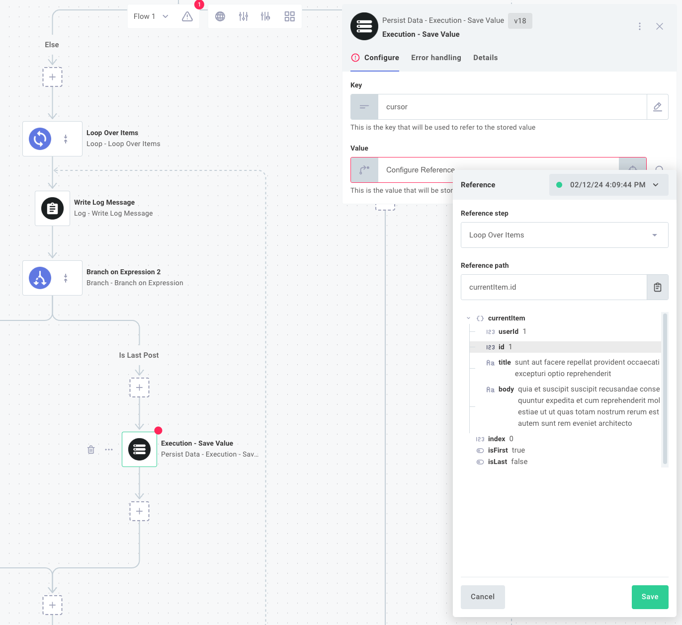 Persist Data - Save Execution Value in Prismatic integration designer