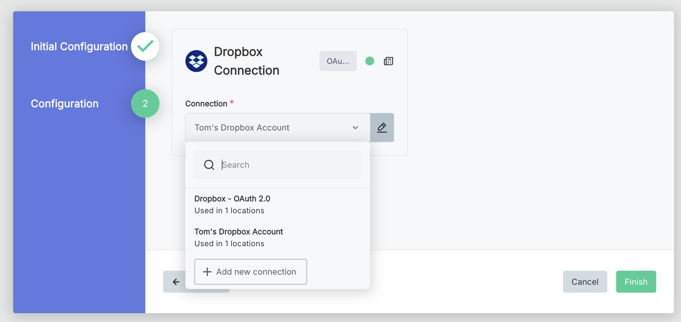 Customer view of a customer-activated connection