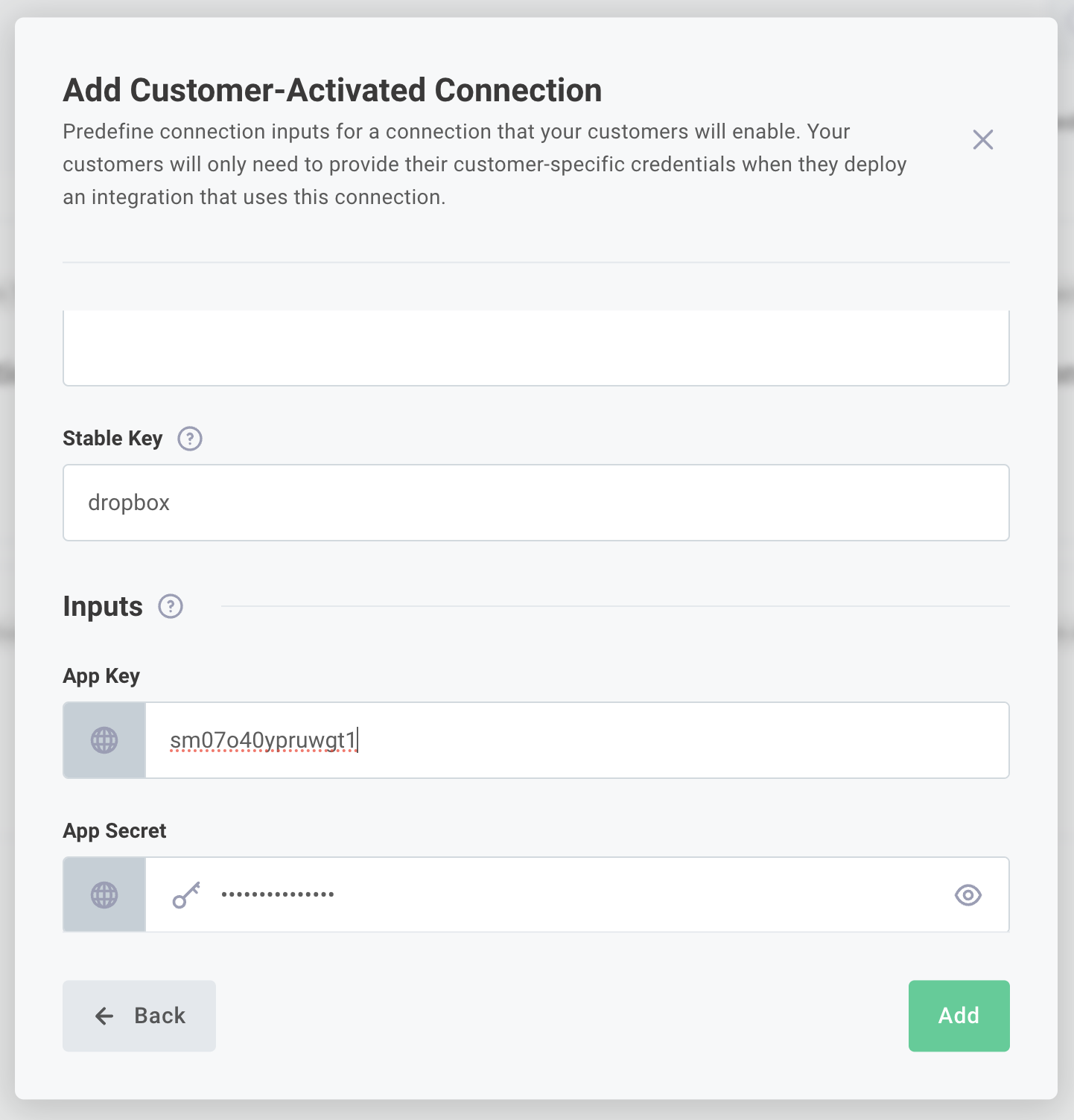 Create a new customer-activated connection