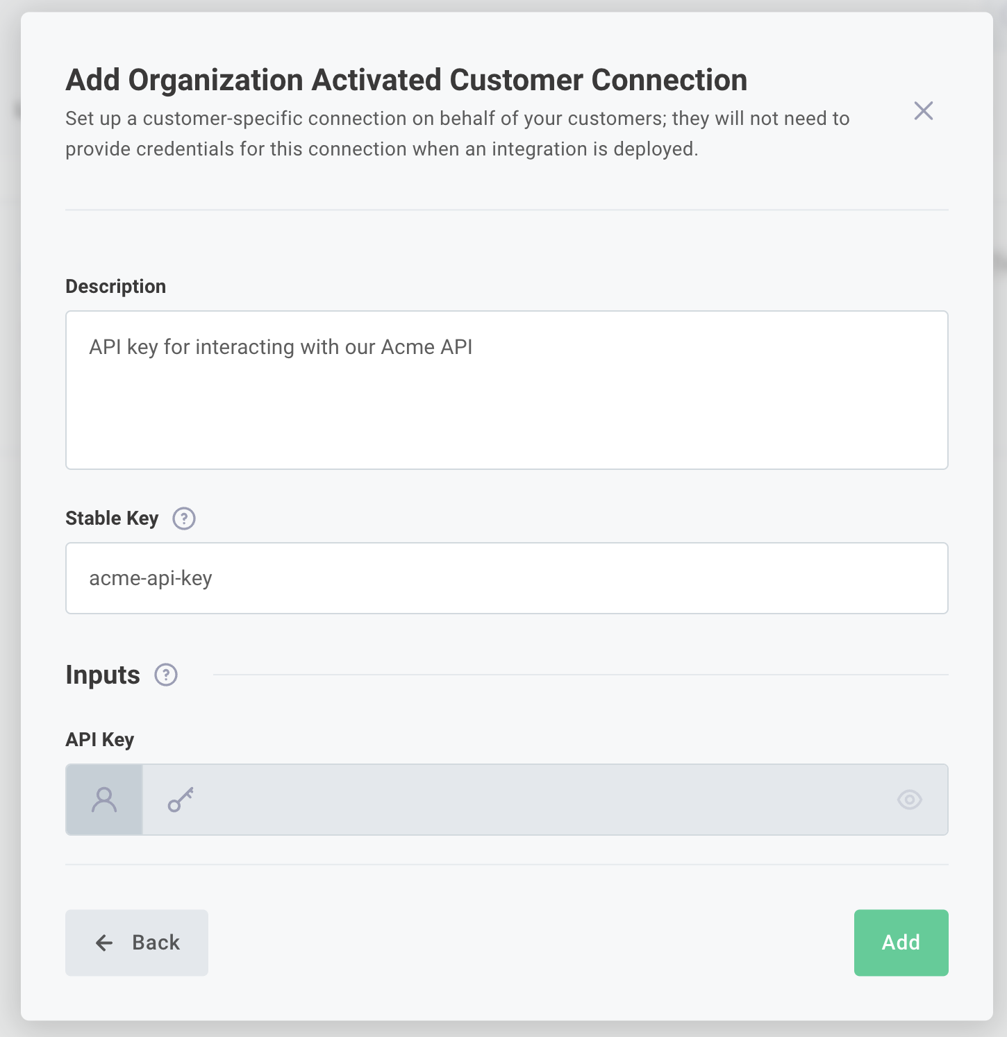 Create a new organization-activated customer connection