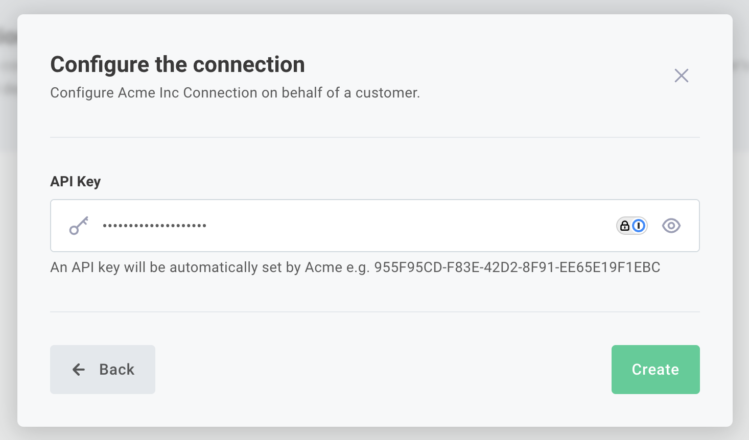 Fill in a new customer's organization-activated customer connection fields