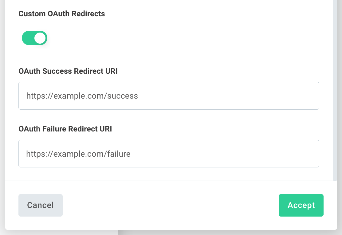 Custom oauth redirect configuration