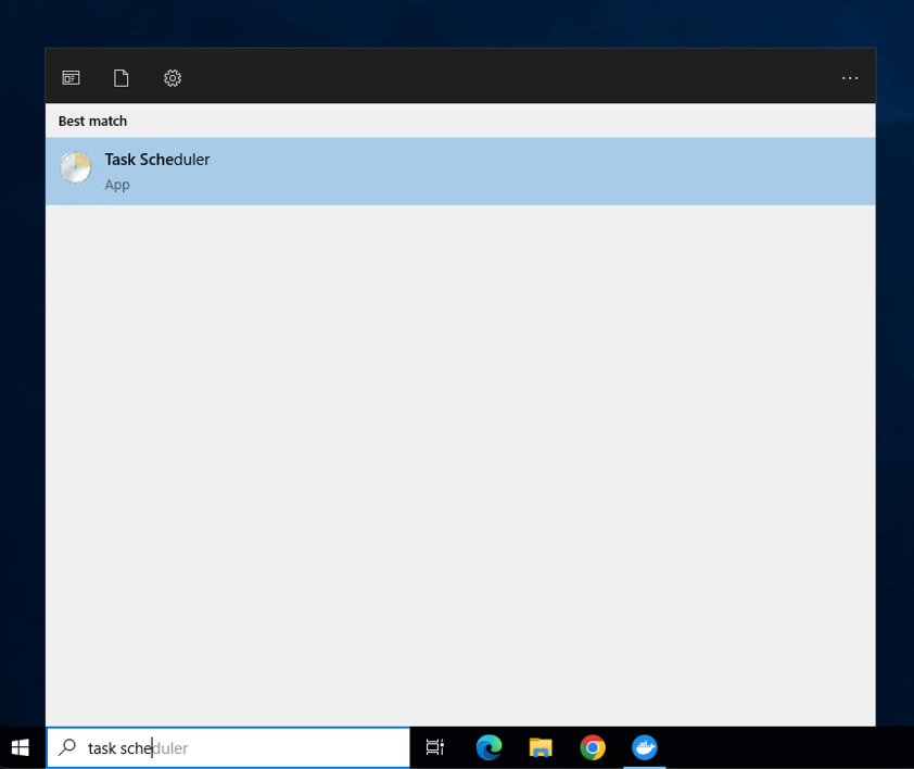Open the task scheduler from the windows search bar