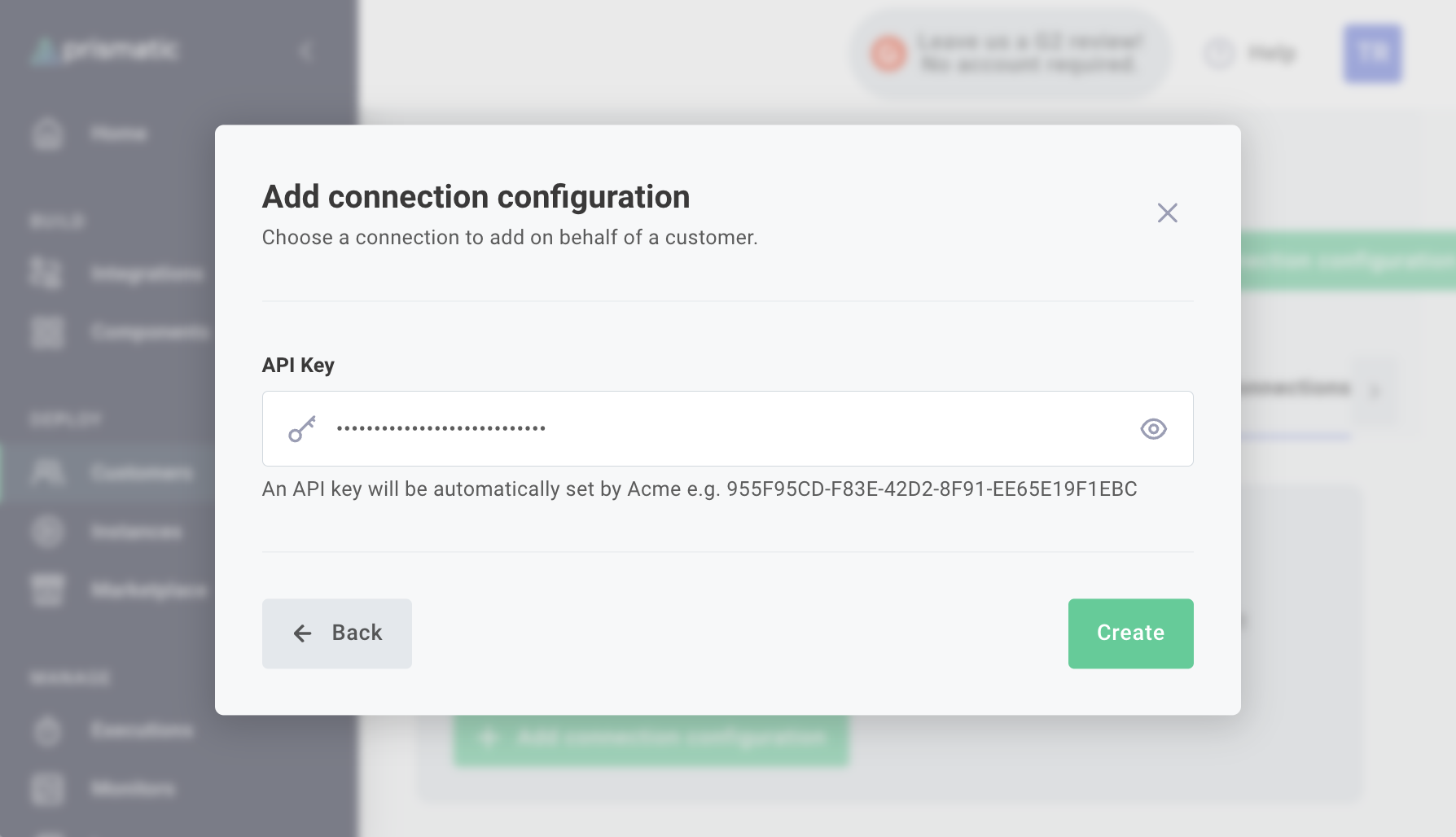 Fill in a new customer's organization-activated connection fields