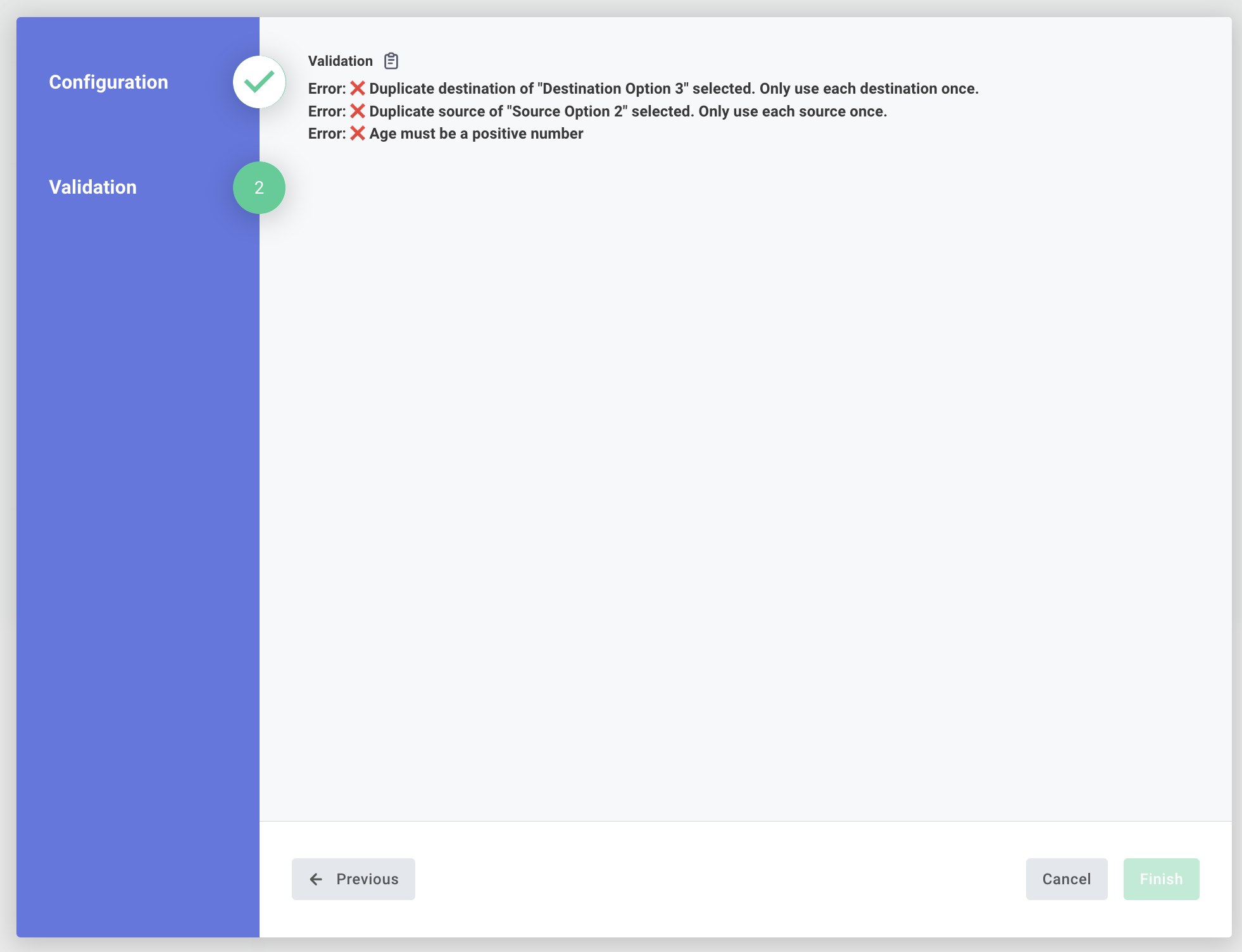 Failed JSON Forms validation