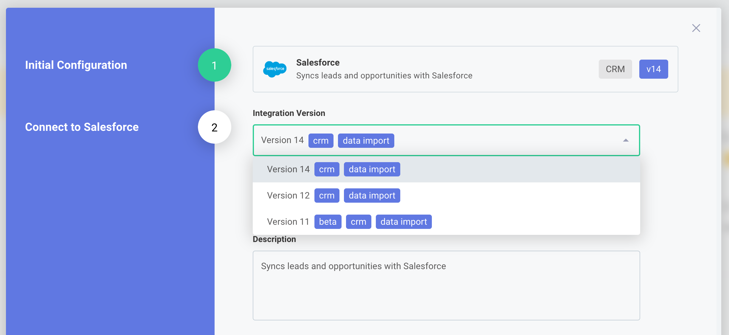 Versions and labels for instance configuration in Prismatic app