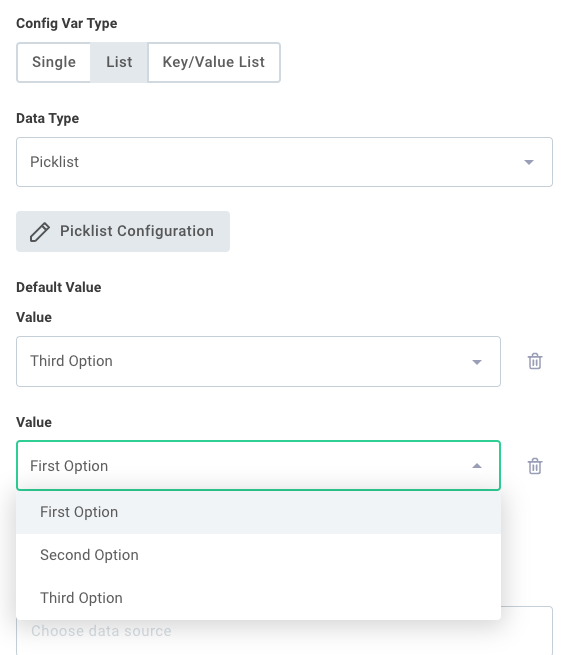 Create list config variable in Prismatic app