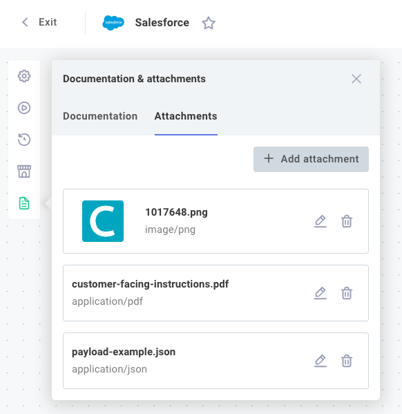 Add attachments to integration in Prismatic app