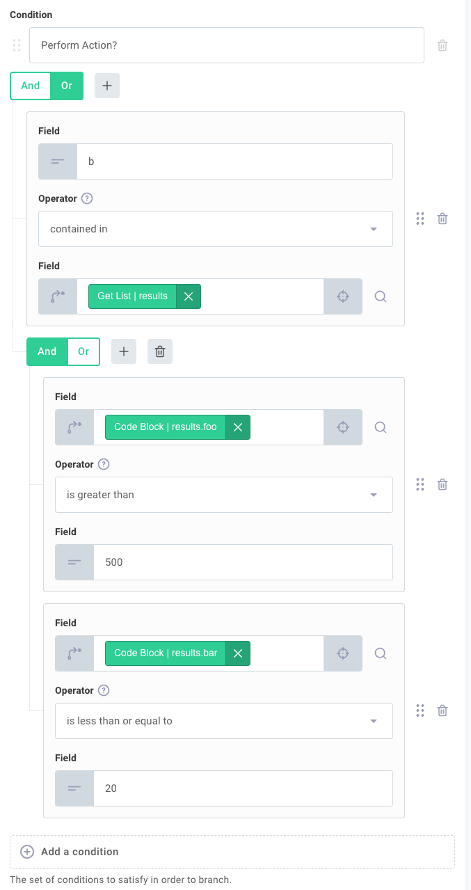 Branch on expression using conditionals in Prismatic app