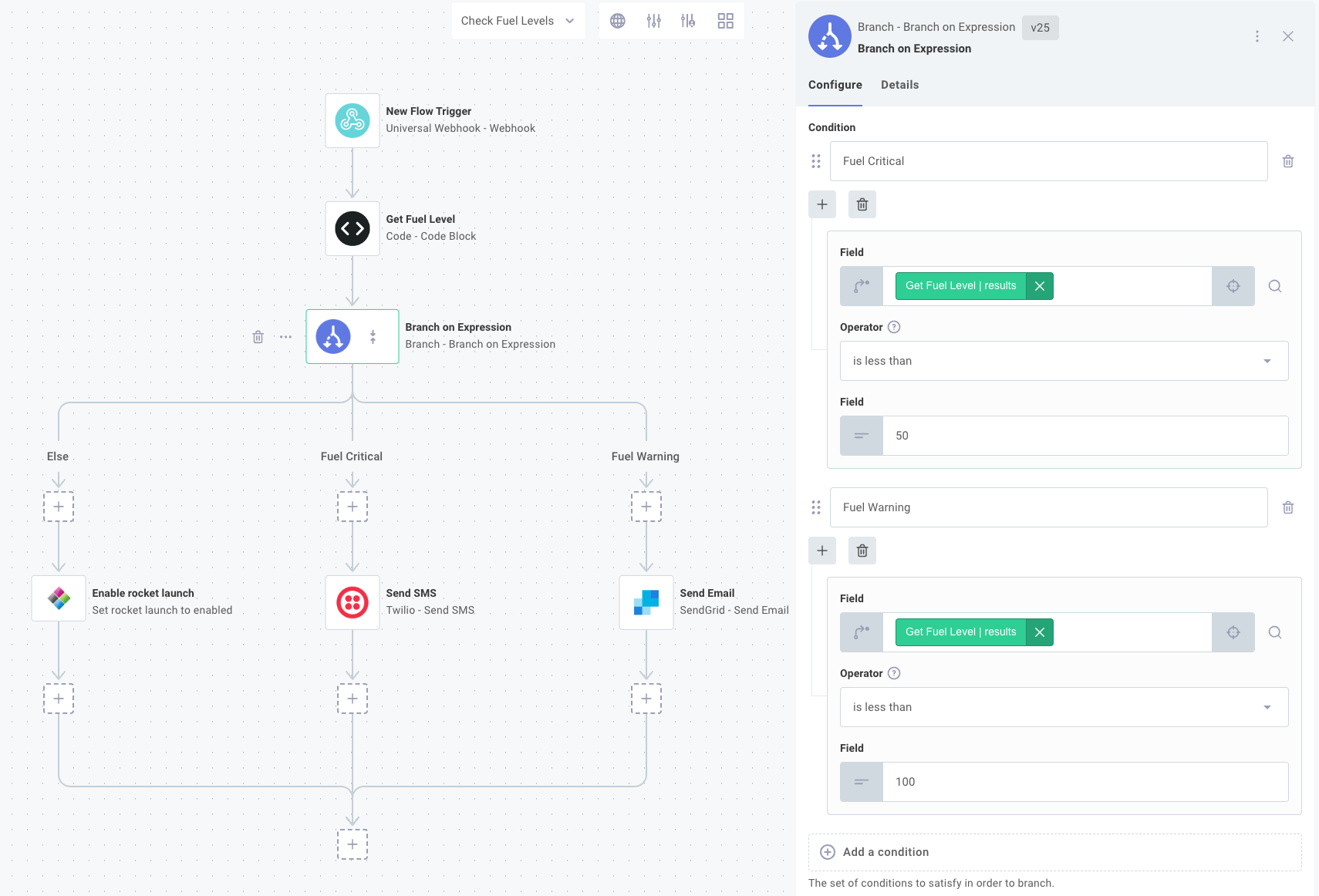 Branch on expression in Prismatic app