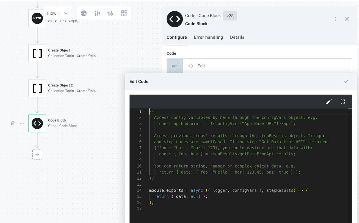 Code editor in Prismatic app