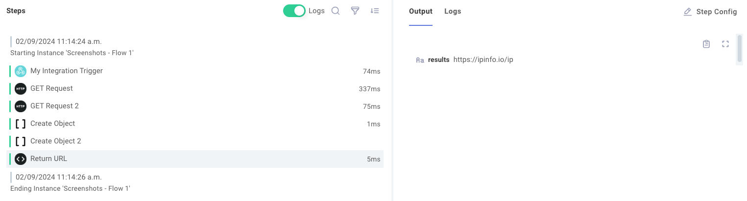 Use output for prior step for input to new step in Prismatic app