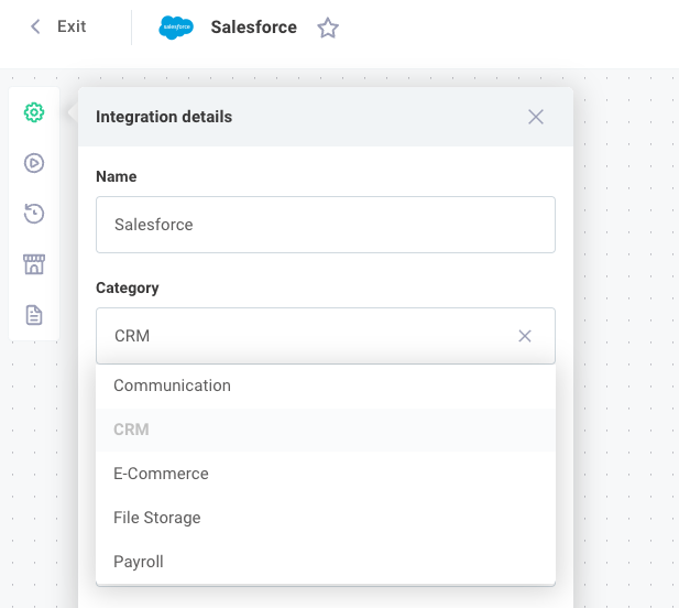 Set category for integration in Prismatic app