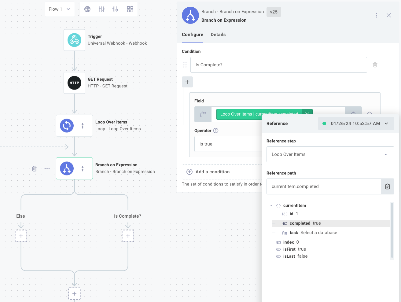 Configure branch step