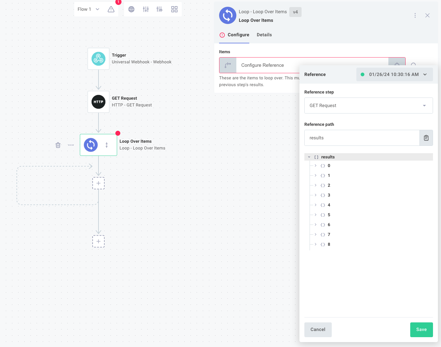 Configure loop step