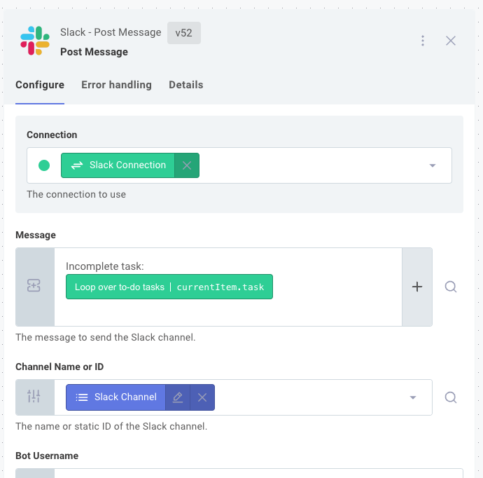 Configure slack step config var