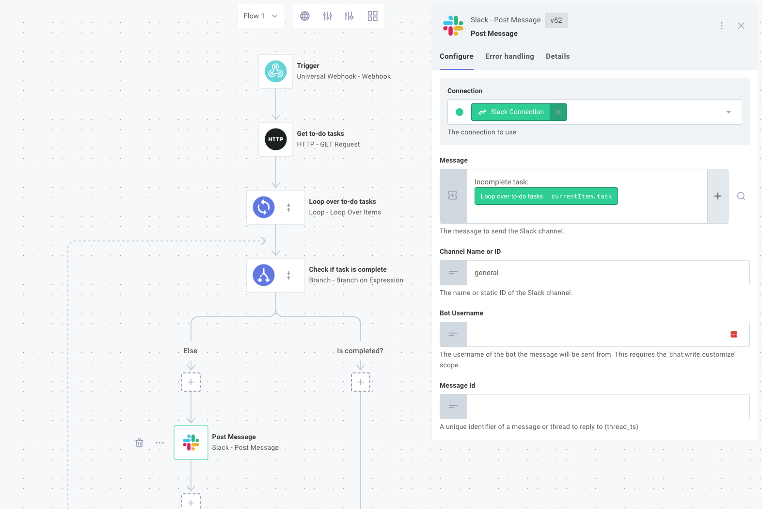 Configure slack step