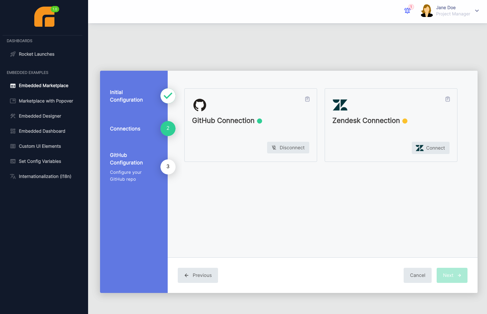 GitHub to Zendesk config wizard 1