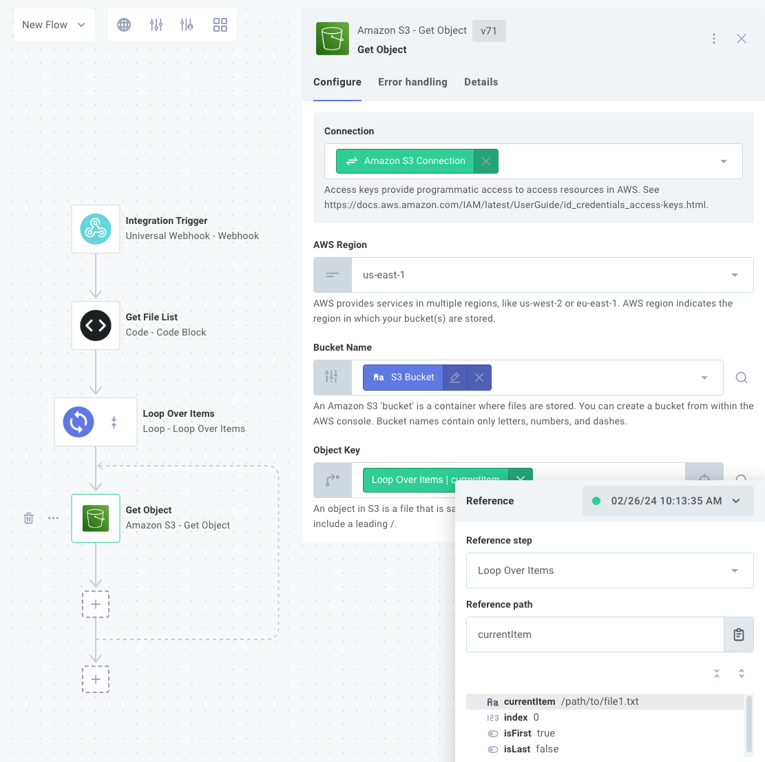 Loop over items to get file paths in Prismatic app