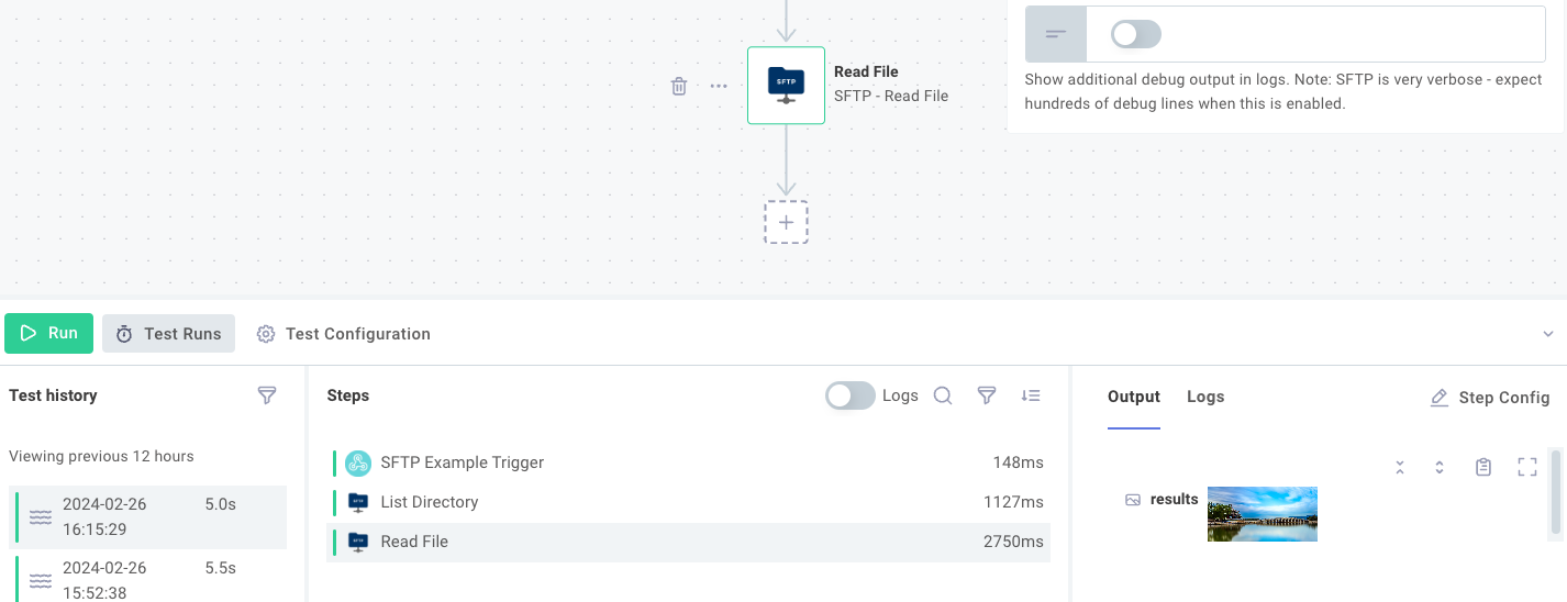 Example of step outputs as a file in Prismatic app