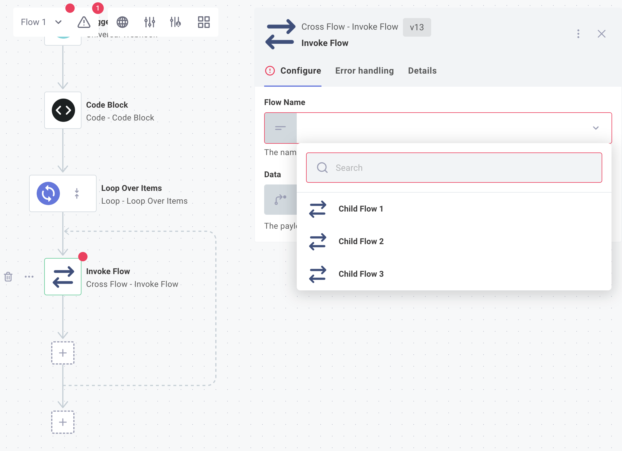 Configure an invoke flow step