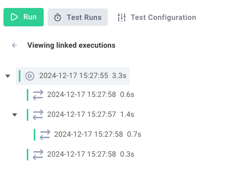 Linked executions in the designer