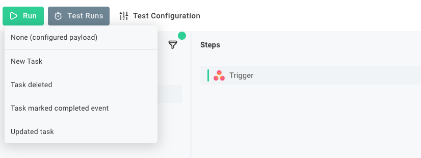Run integration with saved payload
