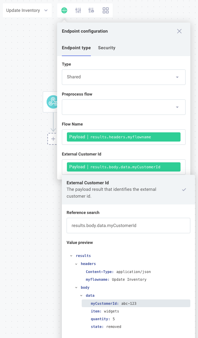 Set flow name from HTTP payload or header for shared endpoint configuration in Prismatic app