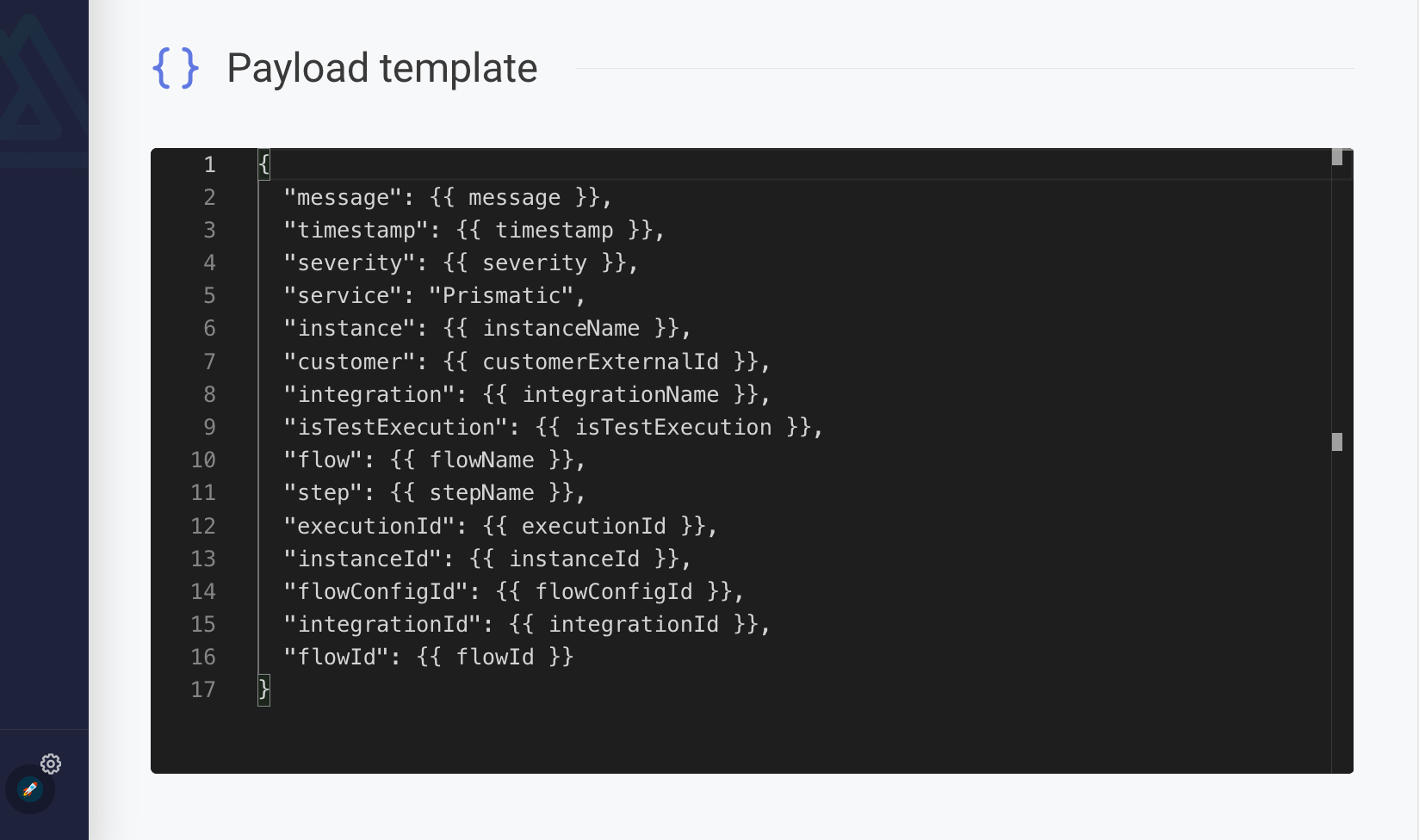 Create log message template in Prismatic app