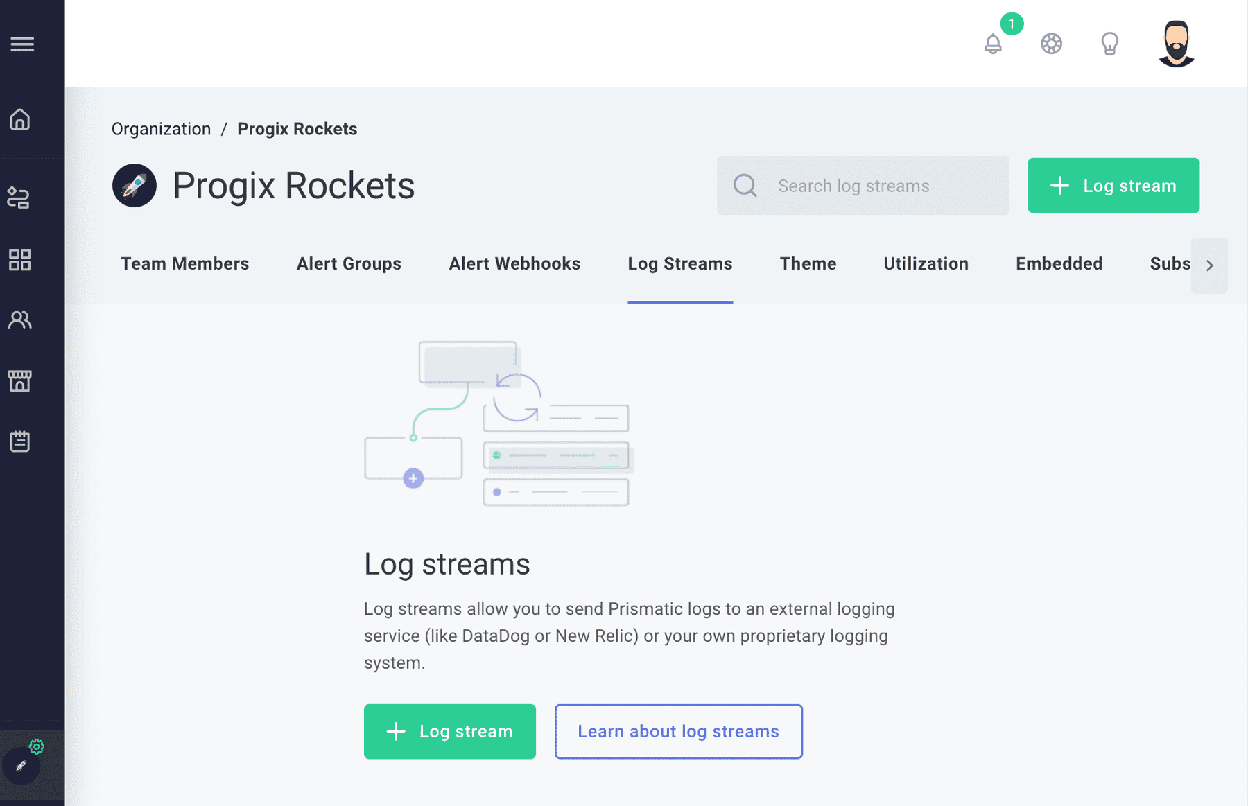 Add log stream in Prismatic app