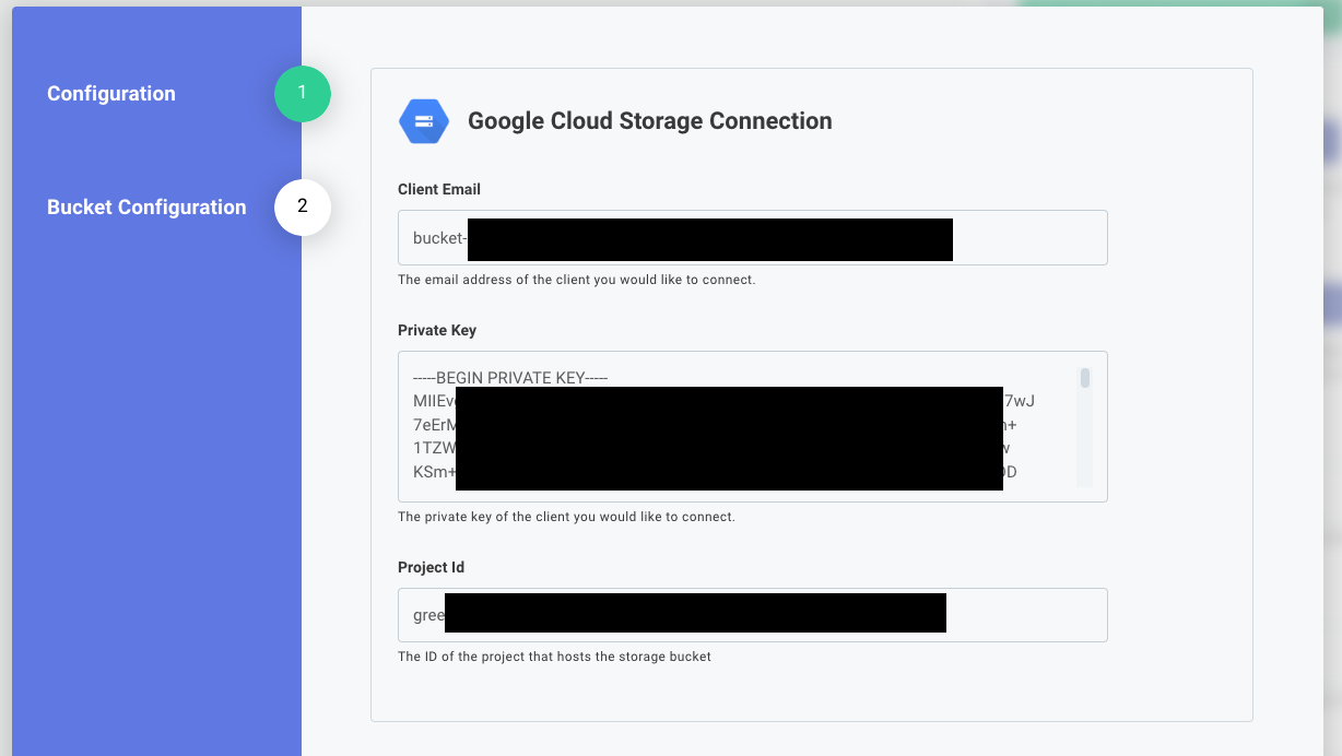 Google Cloud Storage - Test config variables