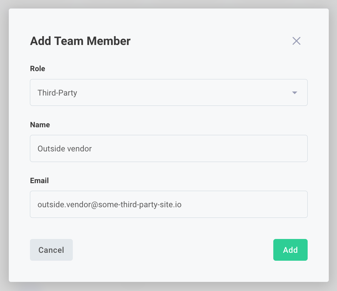 Add third-party team member in Prismatic app