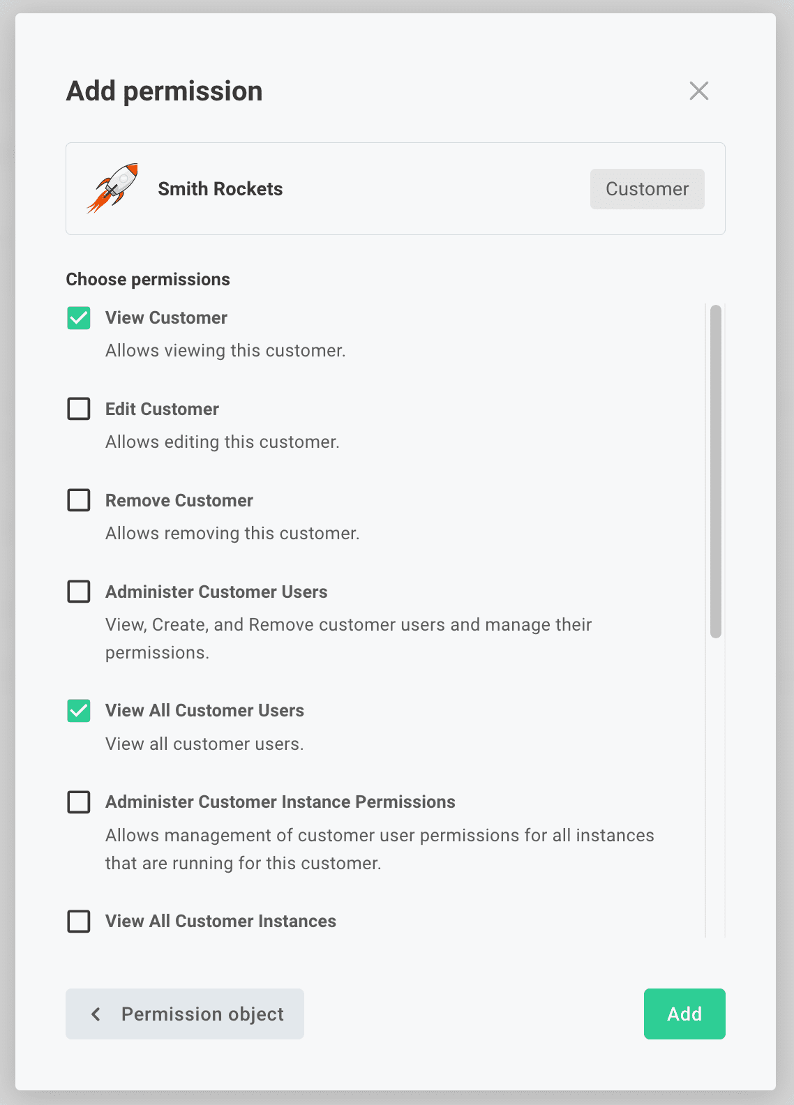 Choose component permissions for third-party team member in Prismatic app