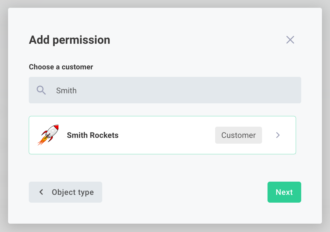 Select customer for third-party permissions in Prismatic app