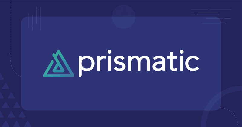 Prismatic logo on blue field