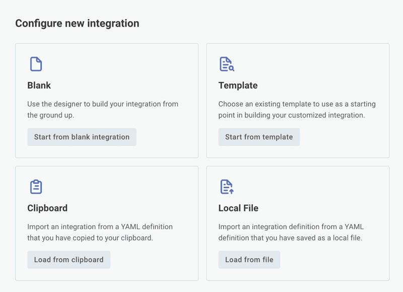 Methods for configuring a new integration in Prismatic.