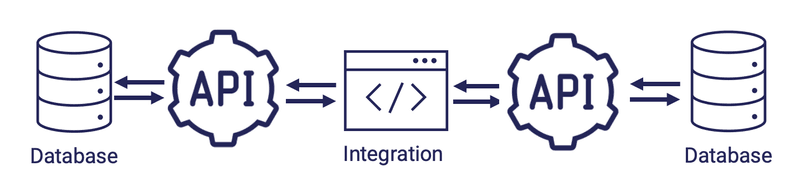 Overview diagram of databases, integration, and APIs
