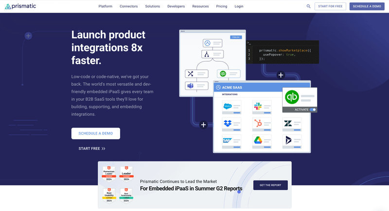 Screenshot of Prismatic home page